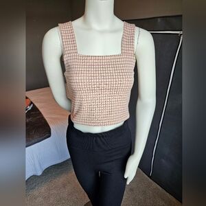 Med. American Eagle Crop top; Orange and White Thick Strap Tank